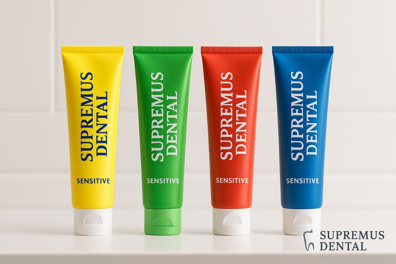 Pastas blanqueadoras sobre fondo blanco